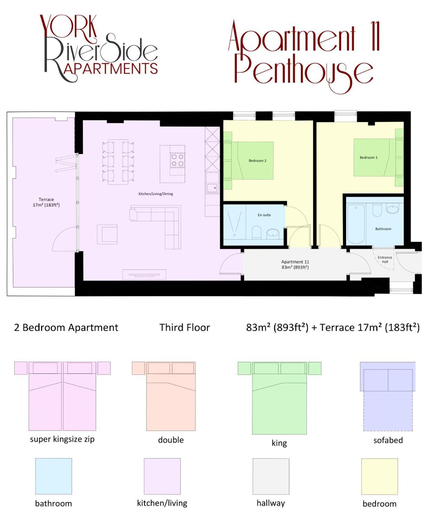 York Riverside Apartments Стая снимка
